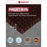 Коврик 60х90 см VORTEX ТРАВКА на противоскользящей основе темно-коричневый 24105