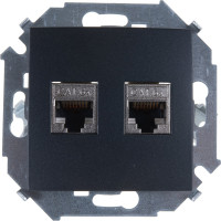 Компьютерная двойная розетка Simon RJ45 кат.6а АМР, FTP, графит 1591564-038