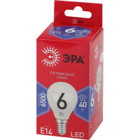 Светодиодная лампа ЭРА LED P456W865E14 R, шар, 6Вт, холодный, E14  Б0045356