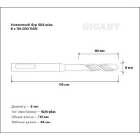 Бур усиленный SDS-plus (8x110 мм) Gigant GRD 11051