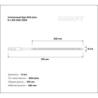 Бур усиленный SDS-plus (8x310 мм) Gigant GRD 11052