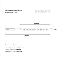 Бур усиленный SDS-plus (12x260 мм) Gigant GRD 11035