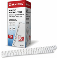 Пластиковые пружины для переплета BRAUBERG 100 шт., 14 мм, белые 530918