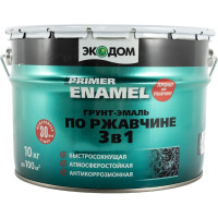 Грунт-эмаль по ржавчине Экодом 3 в 1, черная 10 кг 1 48574