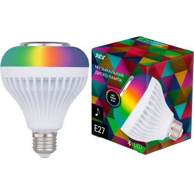 REV Лампа сд музыкальная мультиколор E27 RGB с Bluetooth динамиком и пультом ДУ в комплекте 32599 4