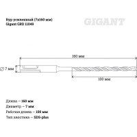 Gigant Усиленный бур SDS-plus 7x160 GRD 11049