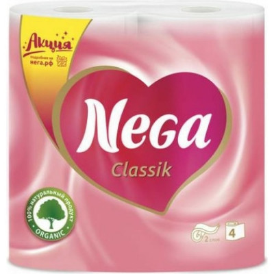 Двухслойная бытовая туалетная бумага NEGA Classic 125310