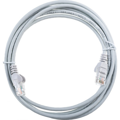 LANMASTER Патч-корд RJ45-RJ45, 4 пары, UTP, категория 5е, 2 м, серый, LSZH, LAN-PC45/U5E-2.0-GY