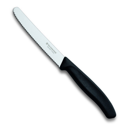 Victorinox Нож для томатов и сосисок , лезвие 11 см волнистое, черный, 6.7833