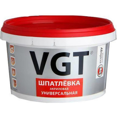 Vgt шпаклевка акриловая универсальная 3,6 кг для наруж и внутренних работот 55220