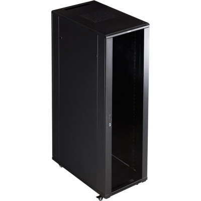 TWT Шкаф 19 Business, 18U 600x800, черный, передняя дверь стекло, задняя дверь распашная металл