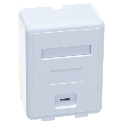 LANMASTER Коробка настенная на 1 порт keystone, с защитными шторками, белая LAN-SA1/S-WH