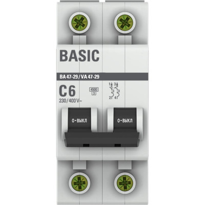 Автоматический выключатель EKF ВА 47-29 Basic mcb4729-2-06C