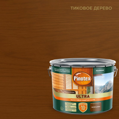 Pinotex ULTRA NW антисептик тиксотропный, УФ защита, тиковое дерево 9 л 5803414