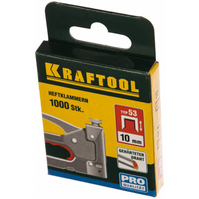 KRAFTOOL Скобы для степлера тип 53 (A /10 /JT21) 10 мм, 1000 шт, калибр 23GA, 31670-10