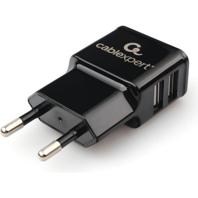 Cablexpert Адаптер питания 100/220V - 5V USB 2 порта 2.1A черный MP3A-PC-12