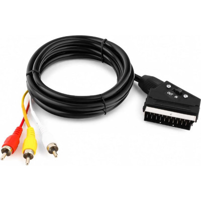 Cablexpert Кабель аудио/видео SCART / 3xRCA с переключателем направления сигнала 1.8м CCV-519-001