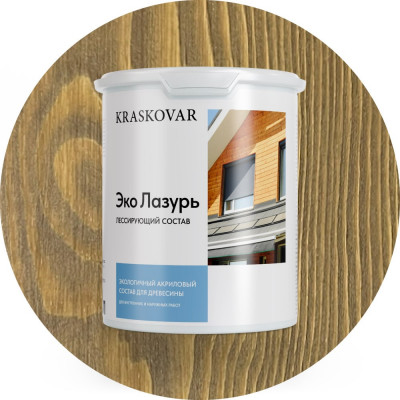 Лессирующая пропитка для древесины Kraskovar «Эко Лазурь», дуб 2л 1202