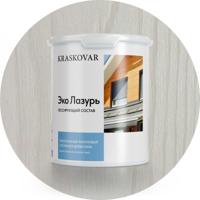 Лессирующая пропитка для древесины Kraskovar «Эко Лазурь», белый 2л 1194