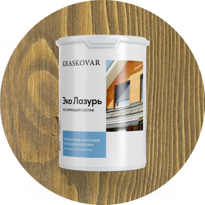 Лессирующая пропитка для древесины Kraskovar «Эко Лазурь», дуб 0,9л 1188