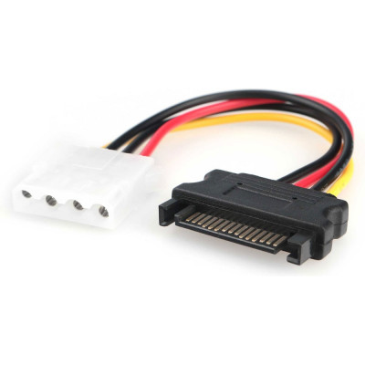 Кабель питания Cablexpert SATA 15см, sata 15pin/molex 4pin, медн.проводник, пакет, CC-SATA-PS-M