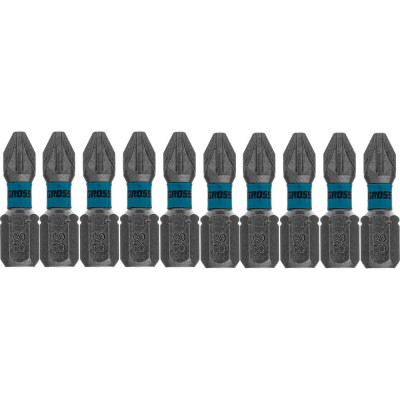Набор бит торсионных (10 шт; PZ2x25 мм) для ударных шуруповертов GROSS 11484