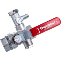Шаровой кран Giacomini R250DS 1/2", внутренняя/внутренняя, ручка-рычаг красный, хромированный, со сливом R250SX003