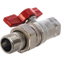 Шаровой кран Giacomini R259D 1/2, 1/2, ВН, ручка-бабочка красная, хром, с разъемным соединением R259X003