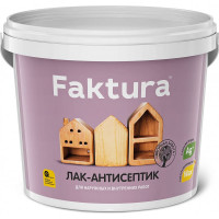 Лак-антисептик FAKTURA водорастворимый с натуральным воском и ионами серебра, беленый дуб 9л О02510