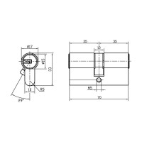 Цилиндр DOORLOCK DL Standard 35x35 мм PN матовый никель 3 ключа 72031