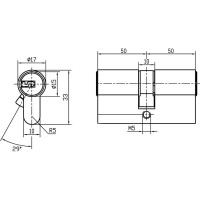 Цилиндр DOORLOCK V 2300AB N серия Variant, никелированный, 50x50 мм, 5 перф.ключей 79067