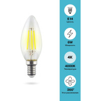 Светодиодная лампа VOLTEGA Свеча Е14 4000К 6W 7020