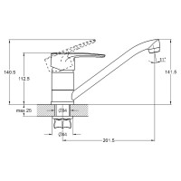 Смеситель для кухни G-lauf с плоским поворотным изливом, хром 4T4-A043