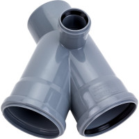 Канализационная крестовина RTP с выходом вперед на 45 градусов, 110/110/50/50, л+п серая 36532