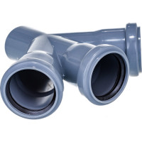 Канализационная одноплоскостная крестовина 50/50/50, 45 градусов, серый 36525