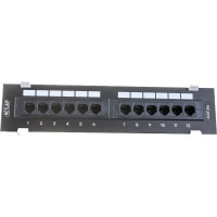 Настенная панель NETLAN 12 портов, категория 5e, RJ45/8P8C, неэкранированный, черная EC-UWP-12-UD2