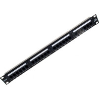 Панель NETLAN 19", 1U, 24 порта, категория 5e, RJ45/8P8C, неэкранированный, черная EC-URP-24-UD2