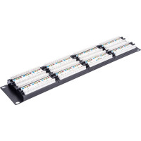Панель NETLAN 19", 2U, 48 портов, категория 5e, RJ45/8P8C, неэкранированная, черная EC-URP-48-UD2