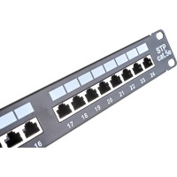 Панель NETLAN 19", 1U, 24 порта, категория 5e, RJ45/8P8C, экранированная, черная EC-URP-24-SD2