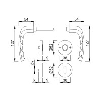 Объектный гарнитур HOPPE 1810/42KV/42KVS New York WC F1 анодированный серебристый алюминий, Schnellstift, A=37-42 мм, шток 8 мм, 3 категория 65732