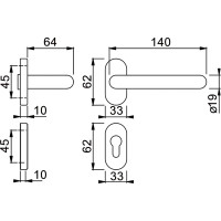 Гарнитур для профильных дверей DOORLOCK DL 038UR/F PZ U-form Rt нержавеющая сталь на розетках 73306