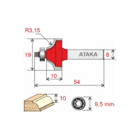 Фреза кромочная калевочная (19х8х10 мм) Атака 8140970