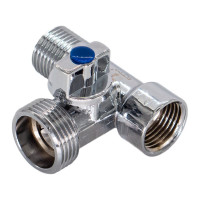 Шаровой кран для бытовых приборов СТМ 1/2х3/4х1/2", г/ш/ш, флажок, хром CA3H1234