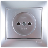 Розетка Lezard MIRA без заземления, керамика, со вставкой, металлик серый 701-1010-121