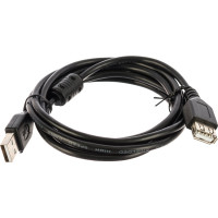 Кабель-удлинитель Cablexpert USB 2.0 Pro, AM/AF, 1.8м, экран, черный CCF-USB2-AMAF-6