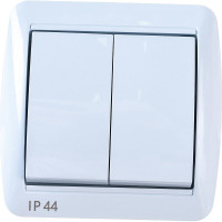 Выключатель UNIVersal Клио 2 клавиши, IP44 белый К2223