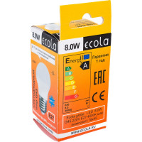 Светодиодная лампа Ecola globe LED 8,0W G45 220V E27 4000K шар /композит/ 78x45 K7GV80ELC