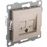 Механизм компьютерной и телефонной розетки GUSI ELECTRIC Bravo RJ45, RJ12, СУ, шампань С10КТ-027