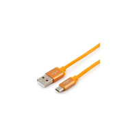 Кабель Cablexpert USB 2.0 AM/microB, серия Silver, длина 1 м, оранжевый, блистер, CC-S-mUSB01O-1M