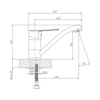 Смеситель для умывальника Zollen Bergen поворотный излив, 1 шпилька, картридж 35 мм BE51610111 443361